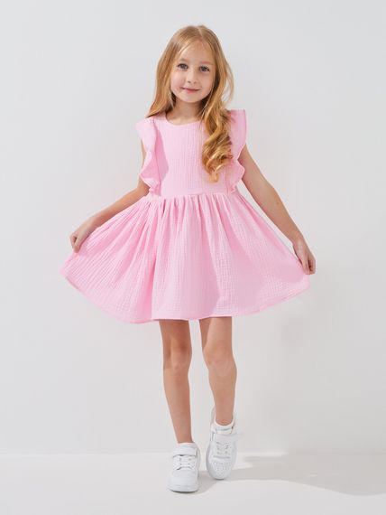 Сукня однотонна для дівчинки Aura Style 5006-1 116 см Рожевий shop (2000999546792)