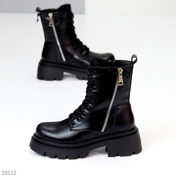 Круті чорні зимові черевики берці натуральна шкіра | Зображення 1