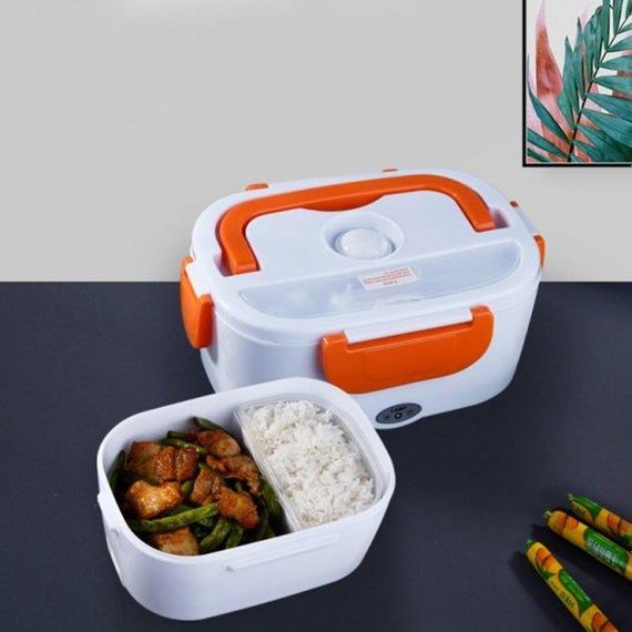 Электрический ланч-бокс контейнер Electronic Lunchbox YS 001 40 W с подогревом термос для еды оранжевый | Зображення 4
