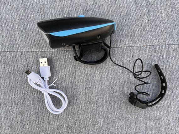 Вело фара и велосипедный сигнал на выносной кнопке Bike Light 7588 аккумуляторный велофонарь micro-USB | Зображення 9