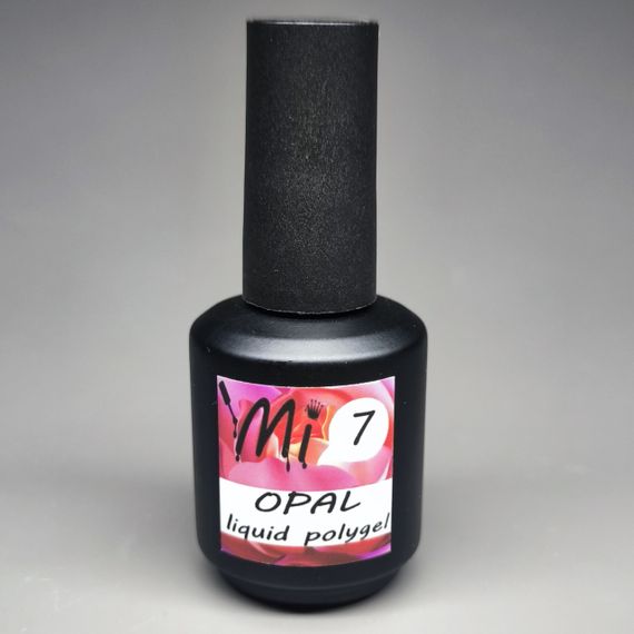 Жидкий полигель Мі OPAL #7 темно-розовый с шиммером 15мл (бутылочка с кисточкой)