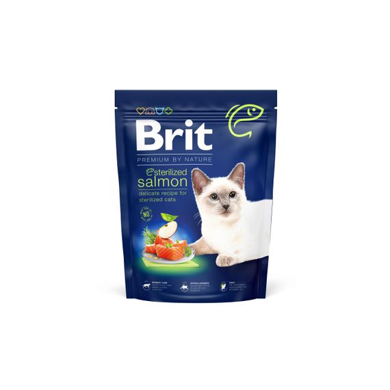 Корм Brit Premium by Nature Cat Sterilized Salmon сухий з лососем для стерилізованих котів 0.3 кг