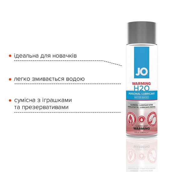 Зігрівальна змазка на водній основі JO H2O WARMING (240 мл) з екстрактом перцевої м’яти | Зображення 2