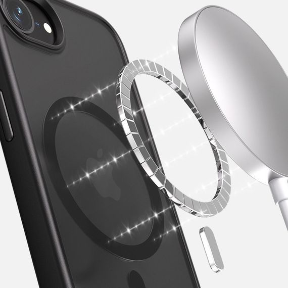 TPU+PC чохол Metal Buttons with MagSafe Colorful для Apple iPhone 16e (6.1") Чорний / Black | Зображення 1