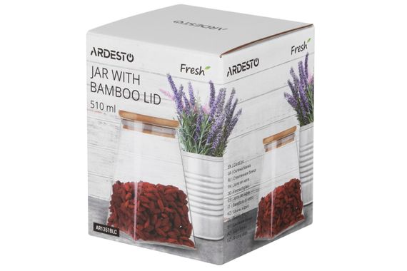 Банка для хранения Ardesto Fresh, конус, 510 мл, стекло, бамбук (AR1351BLC) | Зображення 1