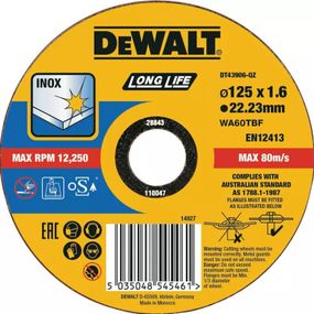 Круг відрізний DeWALT INOX Long Life 125х1.6х22.23 мм (DT43906)