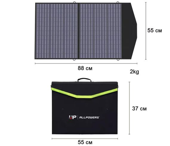 Портативна сонячна панель ALLPOWERS AP-SP-020 60W / 2xUSB / 1xType-C PD / DC 5V-18V | Зображення 3