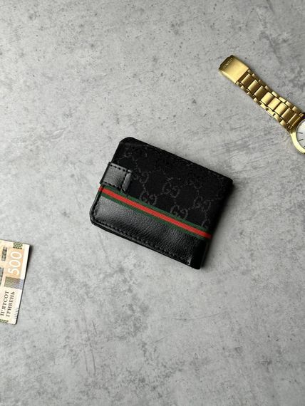 Гаманець шкіряний Gucci /чорний (вел. лого) | Зображення 1