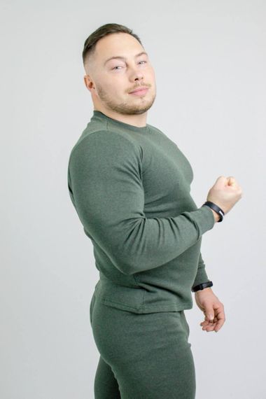 Термобелье Cotton мужское зеленое 3XL