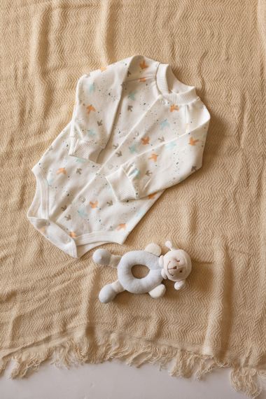 Боді з довгим рукавом інтерлок принт Пташки | Зображення 1