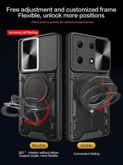Чохол Magnetic Stand з захистом камери для Poco F6 Pro колір Червоний | Зображення 3