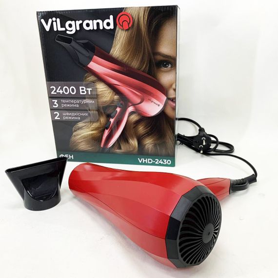 Фен для волосся від мережі Vilgrand, Фен для різних типів волосся Портативний з насадками ZH-86 | Зображення 1