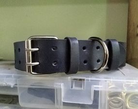 Крепкий надежный ошейник из натуральной кожи "Lockdog" черный