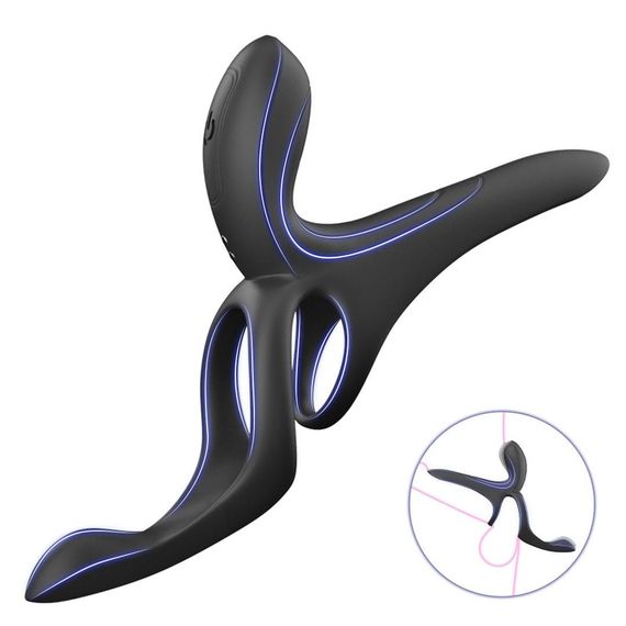 Вібраційне кільце - Erospace Men’s Play Vibrating Cock Ring With Clitoral & Taint Stimulation B11 Sex Aura | Зображення 4