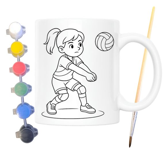 Набір для творчості кружка розмальовка Волейбол 330 мл біла (КР0110) | Зображення 1