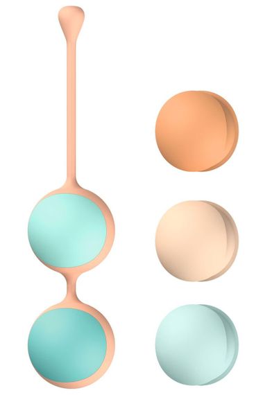Вагінальні кульки Liebe Kewos — Peach/Mint, 5 кульок у комплекті, 15, 25, 35, 45 і 55 г Sex Aura | Зображення 1