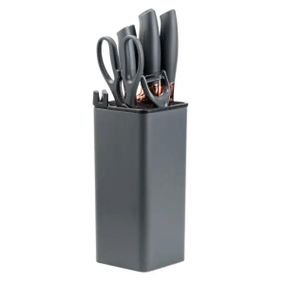 Набор кухонных ножей 5 штук с ножницами и овощечисткой 33/23.5/24.5/19.5 см Черный HP27476