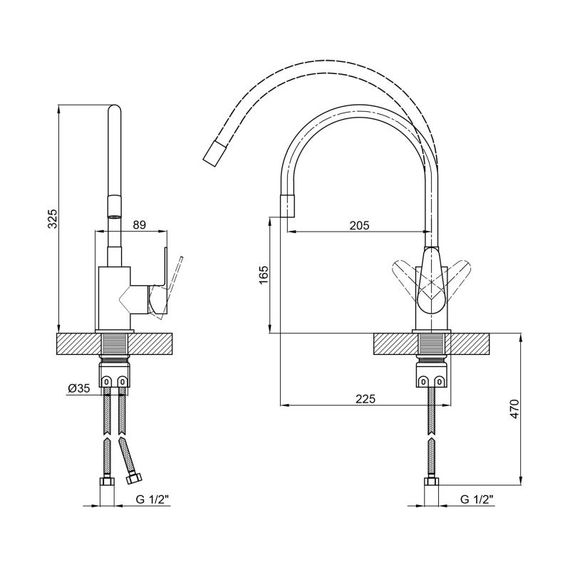 Змішувач для кухні Lidz Vida 04R-WFS, U-подібний гнучкий White | Зображення 1