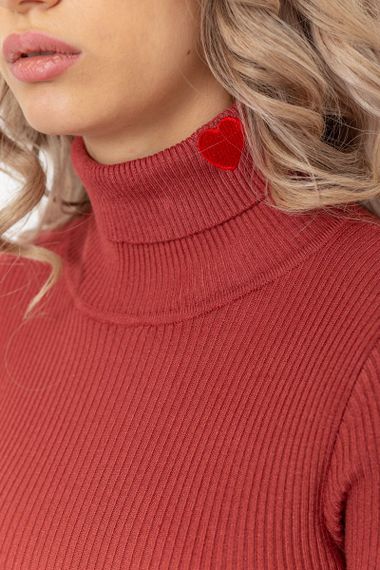 Гольф жіночий однотонний, колір темно-кораловий, 204R052 | Зображення 4