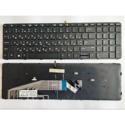 Клавиатура ноутбука HP ProBook 450/455/470 G3, 650 G2 черная с черной, с трекп,с по (A46074)