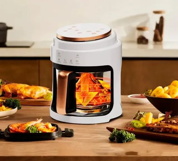 Черная Аэрофритюрница безмасляная сенсорная на 6л Gold Diamond TK9905 3200Вт | Зображення 5