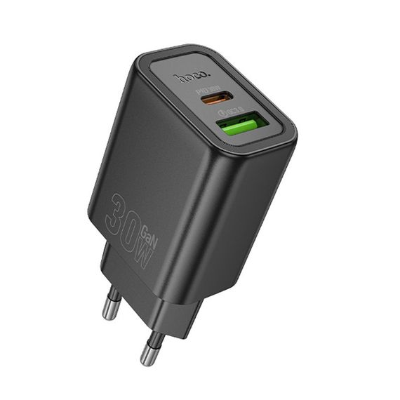 МЗП Hoco N63 Gentle PD30W+QC3.0 (1USB-A/1C) + кабель Type-C to Type-C Black | Зображення 2