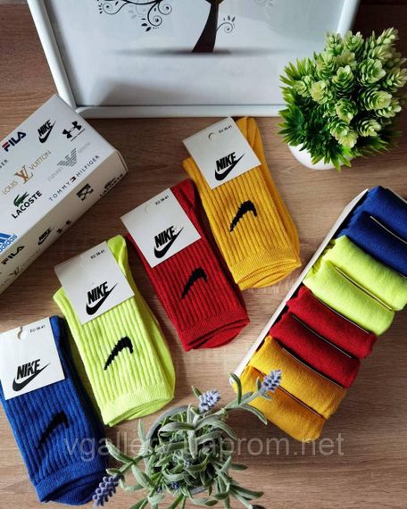 Шкарпетки високі Nike різні кольори, жіночі шкарпетки Найк різнокольорові, спортивні шкарпетки, 41-45 Салатовий | Зображення 1