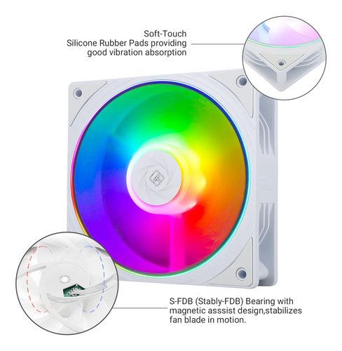 Вентилятор корпуса Thermalright TL-C12CW-S X3 ARGB 120 мм White, 4-pin PWM, 1550 об/мин (3 шт.) | Зображення 4