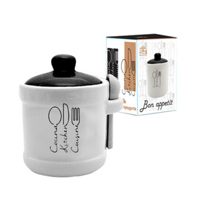 Ємність для меду Bon appetit 450мл d12см/h13см з дерев'яною ложкою S&T 700-04-17