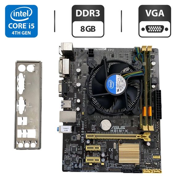 Комплект: материнська плата Asus H81M-K / Intel Core i5-4570 (4 ядра по 3.2 - 3.6 GHz) / 8GB DDR3 / Intel HD Graphics 4600 / Socket LGA1150 / Кулер BOX б/в + Подарунок Розумна інтерактивна зубна щітка Colgate Connect M1 / Bluetooth | Зображення 2