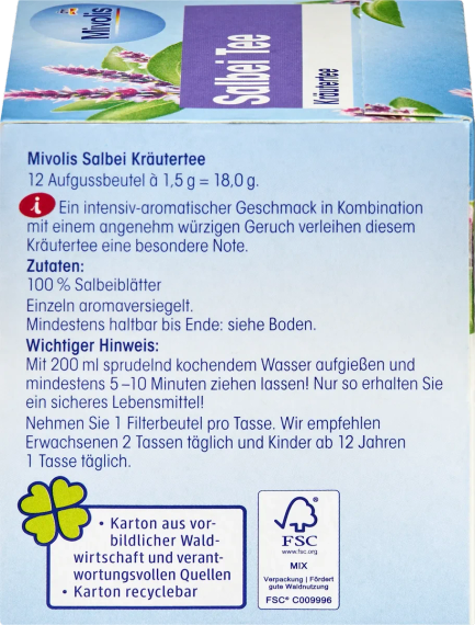 Шавлієвий чай Mivolis Salbei Kräutertee, 12 пакетиків | Зображення 5