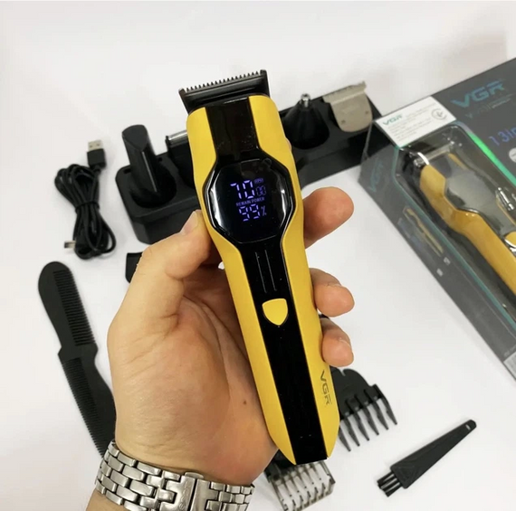 Тример VGR V-173 13в1 акумуляторний з LED-дисплеєм машинка для стрижки 5 Вт Чорний із жовтим | Зображення 3