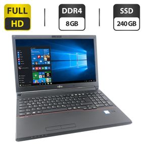 Ноутбук Fujitsu LifeBook E556 / 15.6" (1920x1080) IPS / Intel Core i5-6200U (2 (4) ядра по 2.3 - 2.8 GHz) / 8 GB DDR4 / 240 GB SSD / Intel HD Graphics 520 / WebCam / DVD-ROM б/в