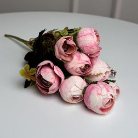 Букет Ранункулюсов искусственный, 30 см, 5 стеблей, 8 цветков/микс (2 букета в уп.). Цвет: розовый