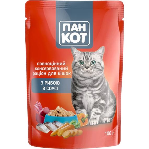 Пан Кот РЫБА в соусе, пауч 100г (24шт/уп).