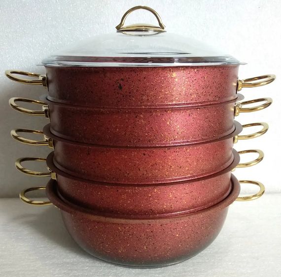 Мантоварка пароварка O.M.S. Collection 6091-C 28см 5,8л з гранітним покриттям 6 предметів Червоний (Туреччина) | Зображення 2