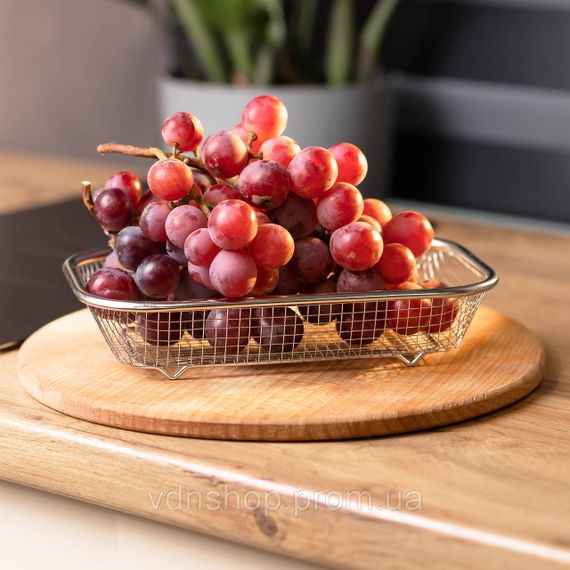 Сито-кошик для миття овочів та фруктів 24х15х5 см друшляк з нержавіючої сталі HP-19-23-S | Зображення 5