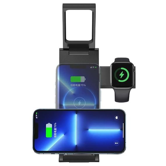 БЗУ Usams US-CD181 15W 3in1 with Table Lamp Black | Зображення 3