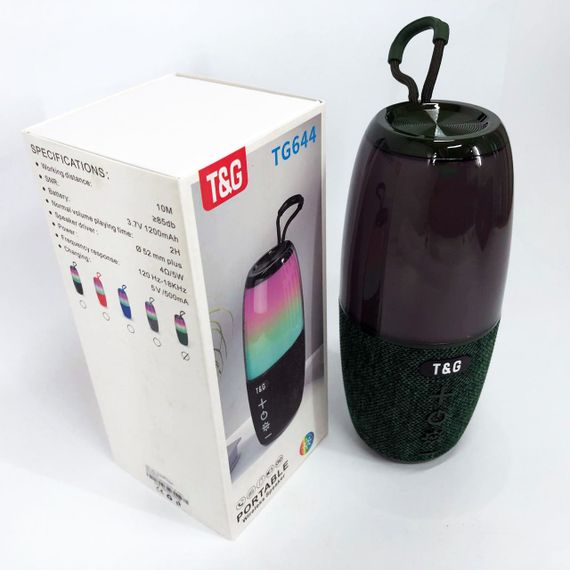 Портативна колонка TG644 5W з RGB підсвічуванням та ремінцем, Бездротова колонка потужна. Колір: зелений | Зображення 6