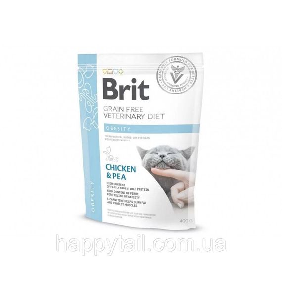 Корм сухой Brit Grain Free VetDiet Cat Obesity для котов с лишним весом и ожирением с курицей и горохом 400 г