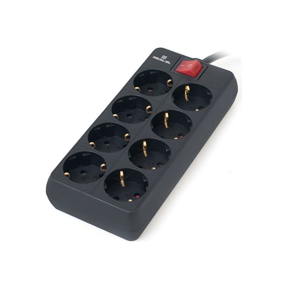 Мережевий фільтр живлення REAL-EL RS-8 Protect 5m, black (EL122300024) | Зображення 1