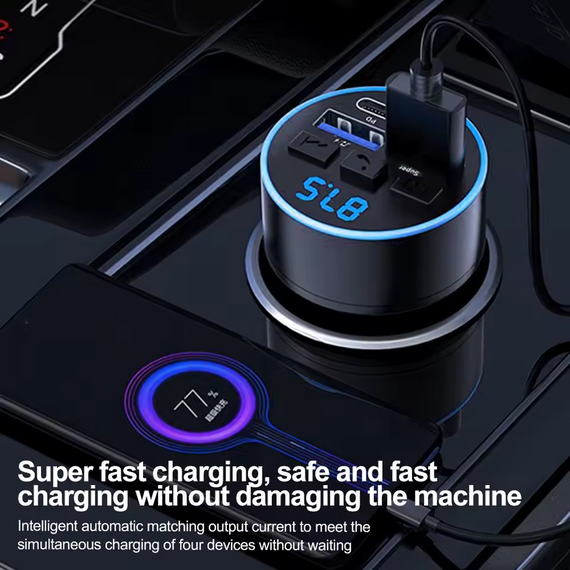 FM-трансмітер KEBIDUMEI Bluetooth 5.0  66 W PD + 2×USB гучний зв'язок MP3-плеєр Hands-Free | Зображення 1