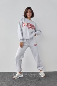 Женский спортивный костюм на флисе с принтом Fullerton Calif цвет светло-серый размер L FL_000801