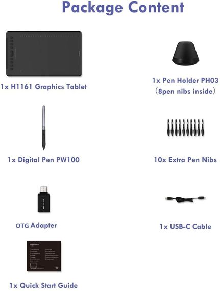 Графічний планшет Huion 11&quot;x6.8&quot; H1161 | Зображення 9