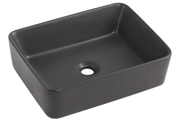 Раковина накладна Qtap Tern Anthracite, прямокутна, з донним клапаном QT17116069AN