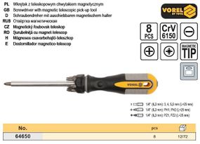 Набор отвертка Польша биты CrV 8 штук VOREL-64650