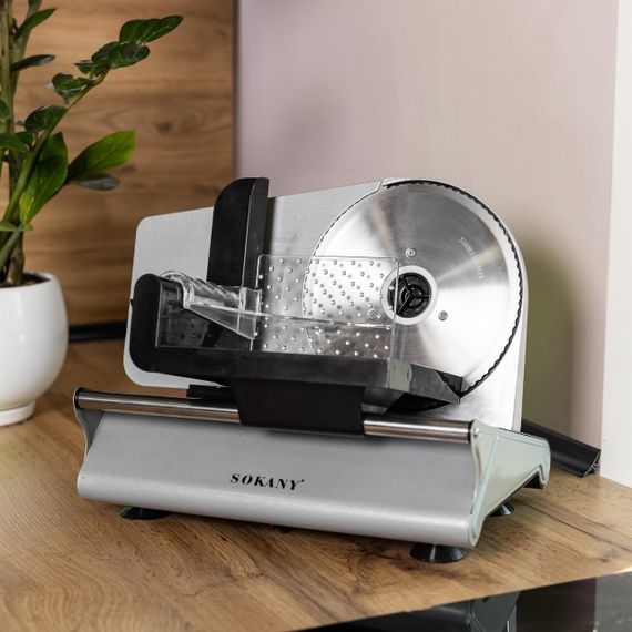 Слайсер профессиональный Sokany 500 Вт ломтерезка для мяса SK-446 | Зображення 8