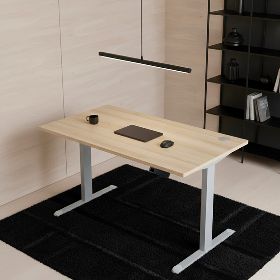 Стіл із електричним регулюванням висоти, одномоторний, з однією заглушкою, сірий каркас, 1400х700х718-1178 мм | Зображення 1