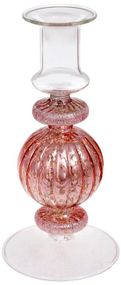 Декоративный стеклянный подсвечник 8.5х18см pink