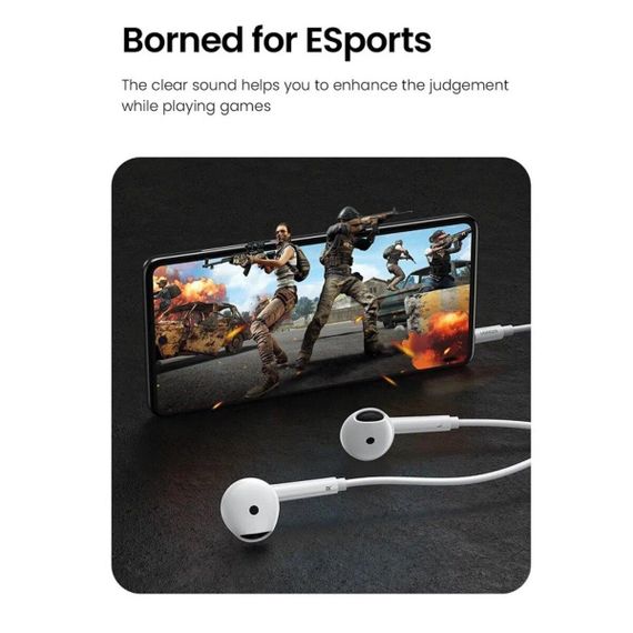 Навушники UGREEN EP101 Wired Earphones with 3.5mm Plug (White) | Зображення 4